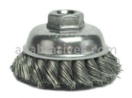Weiler 13156 3-1/2" Single Row Knot Wire Cup Brush .023" Steel Fill 5/8"-11 UNC Nut