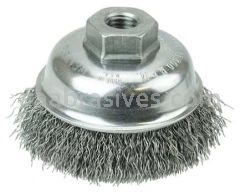 Weiler 13177 3-1/2" Crimped Wire Cup Brush .014" Steel Fill M14 x 2.0 Nut