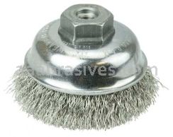 Weiler 13182 3-1/2" Crimped Wire Cup Brush .014" Stainless Steel Fill M10x1.25 Nut