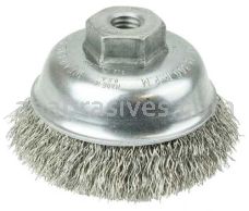 Weiler 13187 3-1/2" Crimped Wire Cup Brush .014" Stainless Steel Fill 1/2"-13 UNC Nut