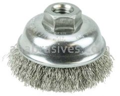 Weiler 13188 3-1/2" Crimped Wire Cup Brush .014" Stainless Steel Fill 5/8"-11 UNC Nut