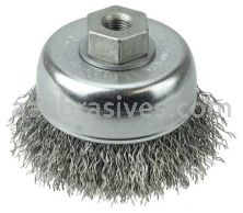 Weiler 13243 3" Crimped Wire Cup Brush .014" Steel Fill 3/8"-24 UNF Nut