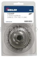 Weiler 13245P 3" Crimped Wire Cup Brush .014" Steel Fill 5/8"-11 UNC Nut Retail Pack