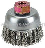 Weiler 13254 2-3/4" Single Row Knot Wire Cup Brush .020" Stainless Steel Fill M10x1.50 Nut