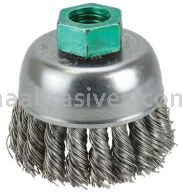 Weiler 13255 2-3/4" Single Row Knot Wire Cup Brush .020" Stainless Steel Fill M14 x 2.0 Nut