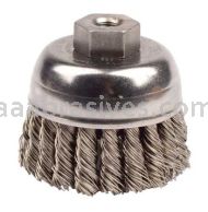 Weiler 13256 2-3/4" Single Row Knot Wire Cup Brush .020" Stainless Steel Fill 3/8"-24 UNF Nut