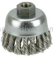 Weiler 13257 2-3/4" Single Row Knot Wire Cup Brush .020" Stainless Steel Fill 1/2"-13 UNC Nut