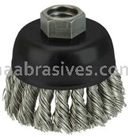 Weiler 13258 2-3/4" Single Row Knot Wire Cup Brush .020" Stainless Steel Fill 5/8"-11 UNC Nut