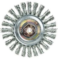 Weiler 13272 Cable Twist Knot Wire Wheel 4" .020" Stainless Steel Fill M10x1.50 Nut
