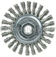 Weiler 13276 Cable Twist Knot Wire Wheel 4" .020" Stainless Steel Fill 5/8"-11 UNC Nut