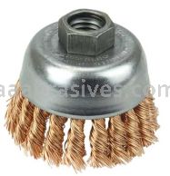 Weiler 13299 2-3/4" Single Row Knot Wire Cup Brush .020" Bronze 5/8"-11 UNC Nut