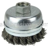 Weiler 13301 2-3/4" Single Row Knot Wire Cup Brush Banded .020" Steel Fill 5/8"-11 UNC Nut