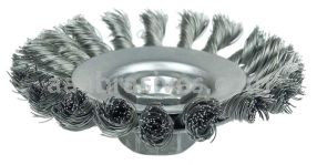 Weiler 13402 4" Knot Wire Bevel Brush .014" Steel Fill M10x1.50 Nut