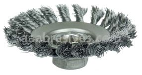 Weiler 13406 Knot Wire Bevel Brush 4" .014" Steel Fill 5/8"-11 UNC Nut