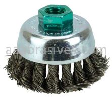 Weiler 13711 2-3/4" Single Row Knot Wire Cup Brush .020" Steel Fill M14 x 2.0 Nut