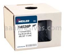 Weiler 14036P 4" Crimped Wire Cup Brush .020" Steel Fill 5/8"-11 UNC Nut Retail Pack
