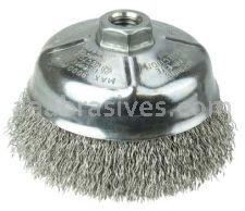 Weiler 14256 5" Crimped Wire Cup Brush .020" Stainless Steel Fill 5/8"-11 UNC Nut