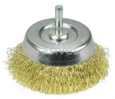 Weiler 14311 2-3/4" Crimped Wire Utility Cup Brush .0118" Brass Fill 1/4" Stem