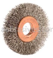 Weiler 16712 1-1/2" Small Diameter Crimped Wire Wheel .008" Stainless Steel Fill 3/8" Arbor Hole