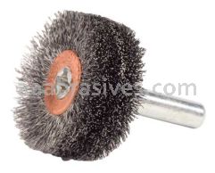 Weiler 17601 1-1/4" Wide Face Stem-Mounted Crimped Wire Wheel .008" Steel Fill 1/4" Stem