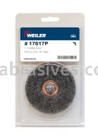 Weiler 17617P 3" Stem-Mounted Crimped Wire Wheel .014" Steel Fill 1/4" Stem Retail Pack