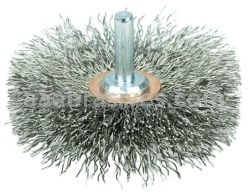 Weiler 17618 3" Narrow Face Stem-Mounted Crimped Wire Wheel .014" Stainless Steel Fill 1/4" Stem