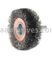 Weiler 17619 2" Wide Face Stem-Mounted Crimped Wire Wheel .0118" Steel Fill 1/4" Stem