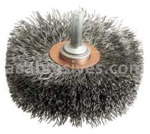 Weiler 17623 3" Wide Face Stem-Mounted Crimped Wire Wheel .014" Steel Fill 1/4" Stem