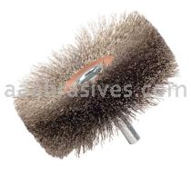 Weiler 17637 3" Wide Face Stem-Mounted Crimped Wire Wheel .008" Stainless Steel Fill 1/4" Stem
