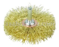 Weiler 17641V 3" Stem-Mounted Crimped Wire Wheel .0118" Brass Fill 1/4" Stem Vending Ready