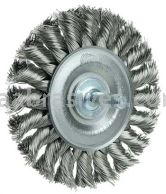 Weiler 17684 3-1/4" Stem-Mounted Knot Wire Wheel .014" Stainless Steel Fill 1/4" Stem