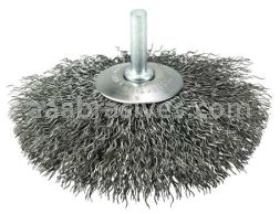 Weiler 17923 4" Stem-Mounted Concave Crimped Wire Wheel .014" Steel Fill 1/4" Stem