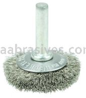 Weiler 17930 1-1/2" Stem-Mounted Concave Crimped Wire Wheel .006" Stainless Steel Fill 1/4" Stem