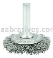 Weiler 17931 1-1/2" Stem-Mounted Concave Crimped Wire Wheel .0118" Stainless Steel Fill 1/4" Stem