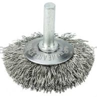 Weiler 17933 2" Stem-Mounted Concave Crimped Wire Wheel .014" Stainless Steel Fill 1/4" Stem