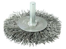 Weiler 17963 2-1/2" Stem-Mounted Crimped Wire Radial Wheel .020" Steel Fill 1/4" Stem