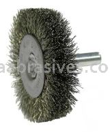Weiler 17975 2" Stem-Mounted Crimped Wire Radial Wheel .014" Stainless Steel Fill 1/4" Stem