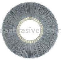 Weiler 20730 14" Nylox Metal Hub Wheel Brush .035/180 SC Crimped Fill 5-1/4" Arbor Hole