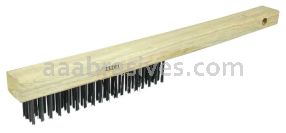 Weiler 25201 Vortec Pro Hand Wire Scratch Brush .012 Carbon Steel Fill Curved Handle 4 x 19 Rows