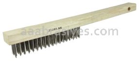 Weiler 25202 Vortec Pro Hand Wire Scratch Brush .012 Stainless Steel Fill Curved Handle 4 x 19 Rows