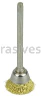 Weiler 26075 5/8" Miniature Wire Cup Brush .005" Brass Fill 1/8" Stem