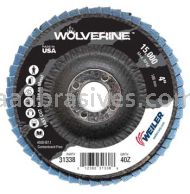 Weiler 31338 4" Wolverine Abrasive Flap Disc Conical Type 29 Phenolic Backing 40 Z 5/8" Arbor Hole