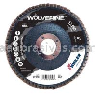 Weiler 31358 5" Wolverine Abrasive Flap Disc Conical Type 29 Phenolic Backing 80 Z 7/8" Arbor Hole