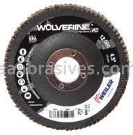 Weiler 31388 4-1/2" Wolverine High Density Flap Disc Flat Type 27 Phenolic Backing 60 Z 7/8" Arbor Hole