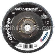 Weiler 31391 4-1/2" Wolverine High Density Flap Disc Flat Type 27 Phenolic Backing 60 Z 5/8"-11 UNC Nut