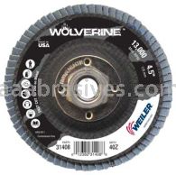 Weiler 31408 4-1/2" Wolverine Abrasive Flap Disc Flat Type 27 Phenolic Backing 40 Z 5/8"-11 UNC Nut