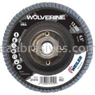 Weiler 31410 4-1/2" Wolverine Abrasive Flap Disc Flat Type 27 Phenolic Backing 80 Z 5/8"-11 UNC Nut