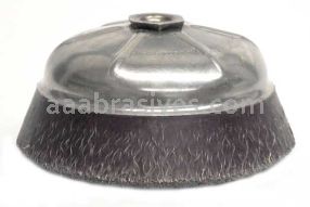 Weiler 35006 6" Polyflex Encapsulated Crimped Wire Cup Brush .020" Steel Fill 5/8"-11 UNC Nut