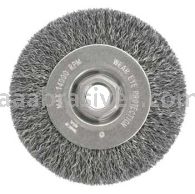 Weiler 36207 Wolverine 4" Crimped Wire Wheel .014" Steel Fill Narrow Face 5/8"-11 UNC Nut