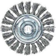 Weiler 36212 Wolverine 4" Knot Wire Wheel Standard Twist .014" 5/8"-11 UNC Nut Steel Wire
